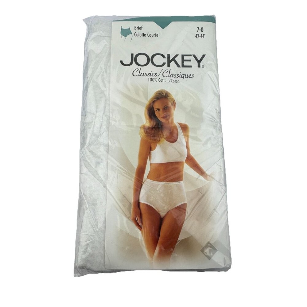NIP Vintage Jockey Classics Brief Panty Womens Size 7-G White 100% Cotton